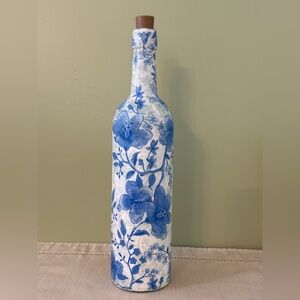 Decorated Bottles, Decoupage, Blue Flowers, Home Decor, Gifts